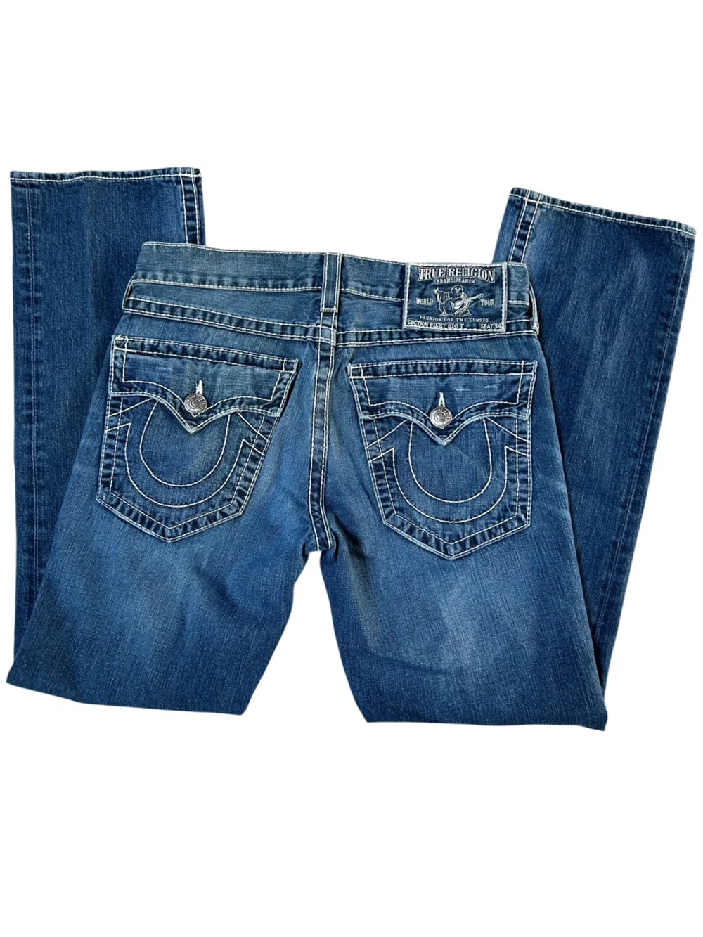 Vintage Y2K True Religion Ricky Super T White Contrast Stitch  Jeans 33